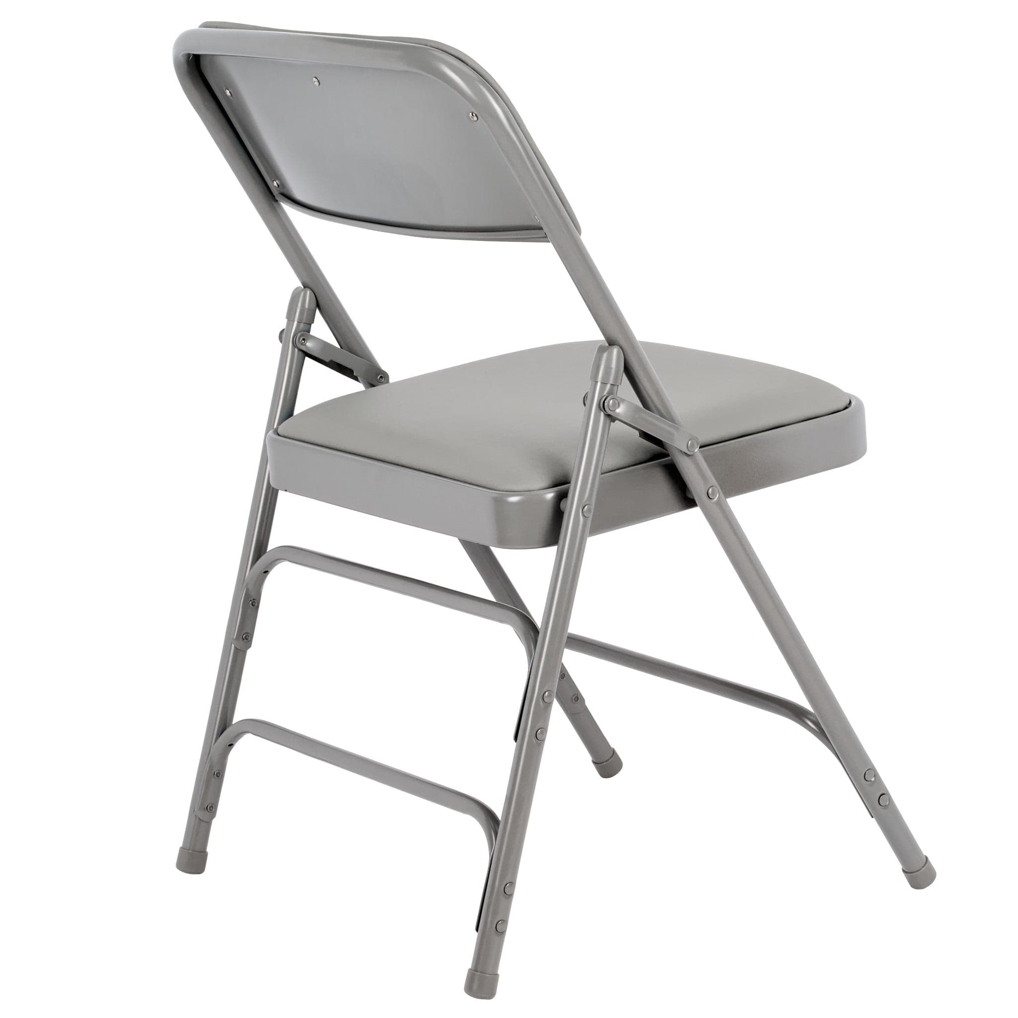 Chivari Gray Metal Folding Chair with Gray Vinyl Cushion CFMVGR1-CX-T