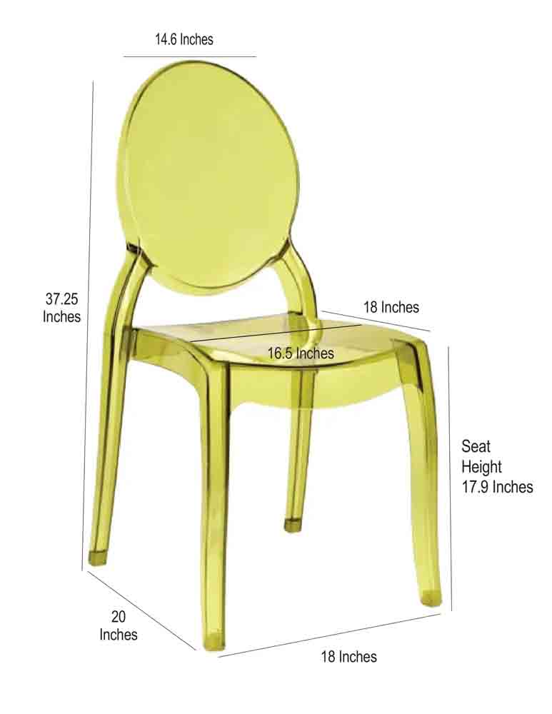 Chivari Vintage Green Clear Resin Oval Back Sophia Ghost Chair CGSRGR-ZG-T