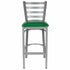 Chivari Ladder Back Bar Stool with Silver Frame and Green Vinyl Seat BLMSVGR-ZF-KT