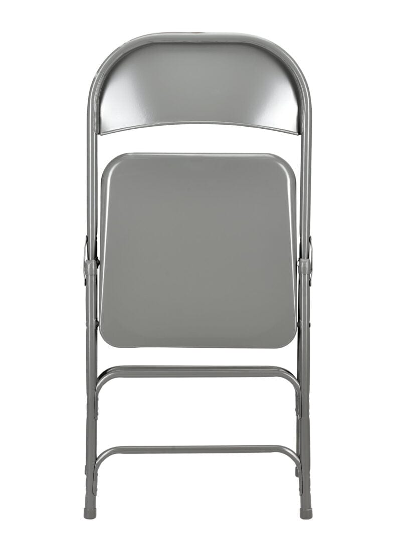 Chivari 100 Gray Metal Folding Chairs + 12 Plastic Round Table Kit CFMGR-100-12RD-KT