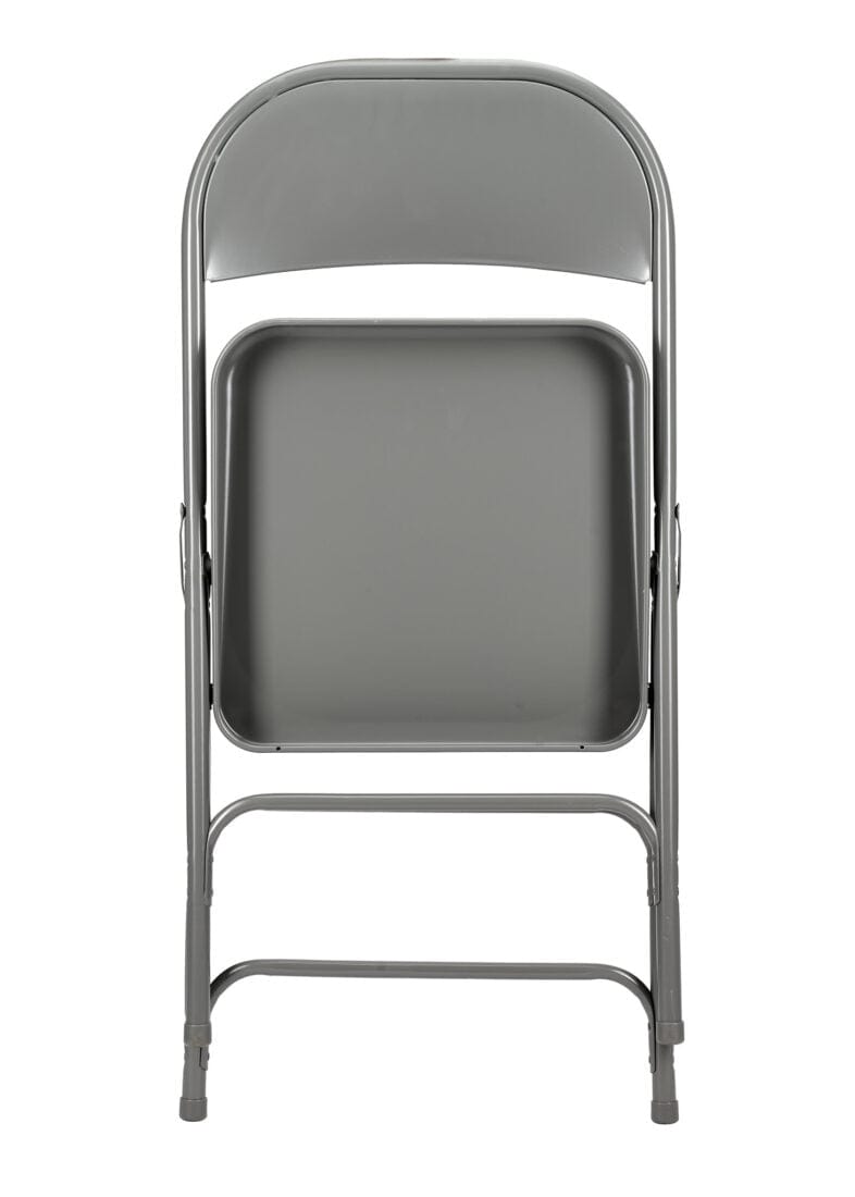 Chivari 100 Gray Metal Folding Chairs + 12 Plastic Round Table Kit CFMGR-100-12RD-KT