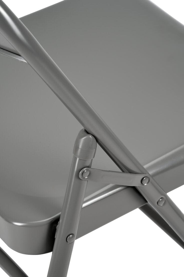 Chivari 100 Gray Metal Folding Chairs + 12 Plastic Round Table Kit CFMGR-100-12RD-KT