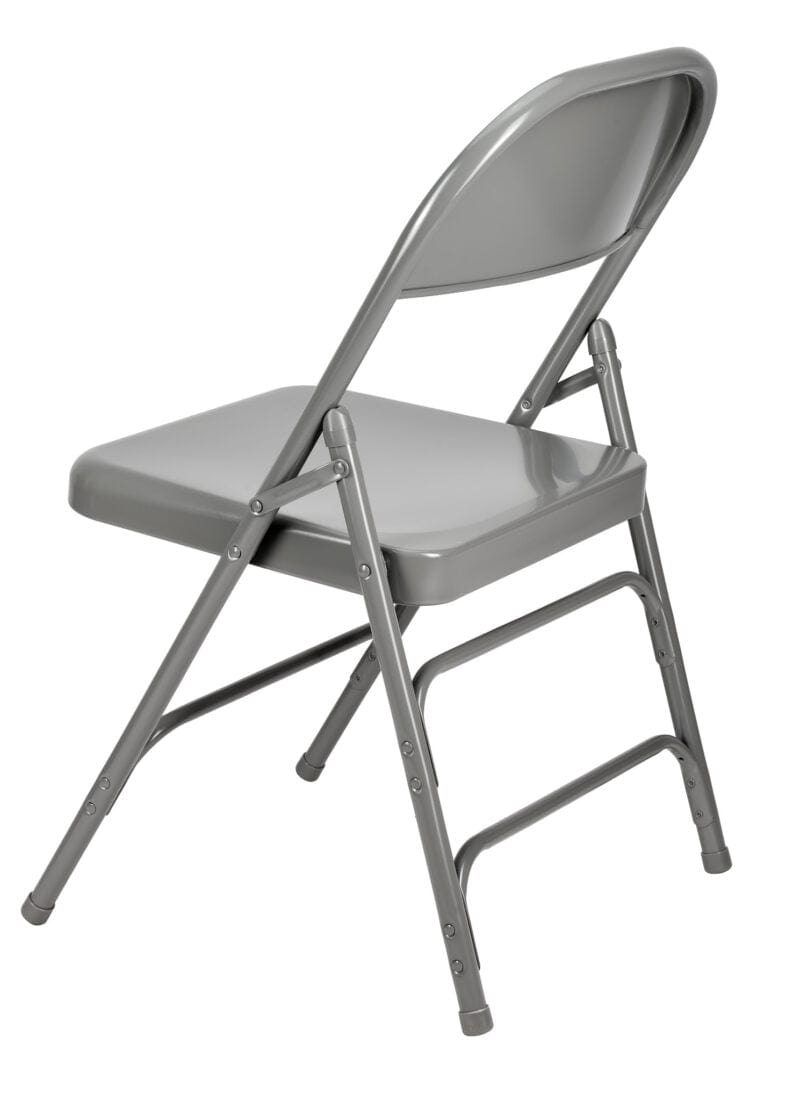 Chivari 100 Gray Metal Folding Chairs + 12 Plastic Round Table Kit CFMGR-100-12RD-KT