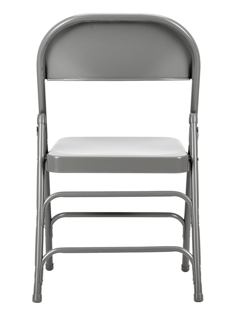 Chivari 100 Gray Metal Folding Chairs + 12 Plastic Round Table Kit CFMGR-100-12RD-KT