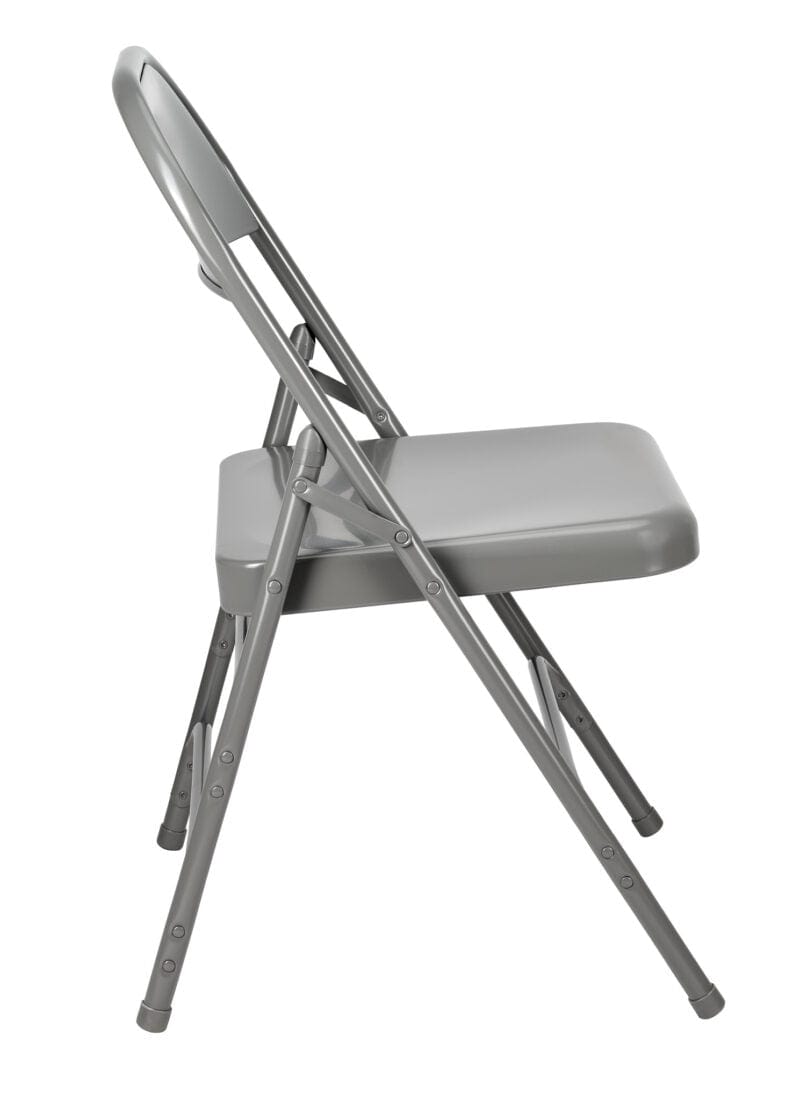 Chivari 100 Gray Metal Folding Chairs + 12 Plastic Round Table Kit CFMGR-100-12RD-KT