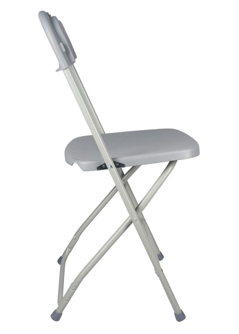 Chivari 100 Gray Plastic Folding Chair Bundle with 2 Heavy Duty Carts and Safety Straps CFPG-100GCRTS-KT