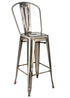 Chivari GunMetal Gray Hi Gloss Tolix Style Metal Barstool with Back BTBMGU-AX-T