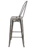 Chivari GunMetal Gray Hi Gloss Tolix Style Metal Barstool with Back BTBMGU-AX-T