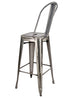 Chivari GunMetal Gray Hi Gloss Tolix Style Metal Barstool with Back BTBMGU-AX-T