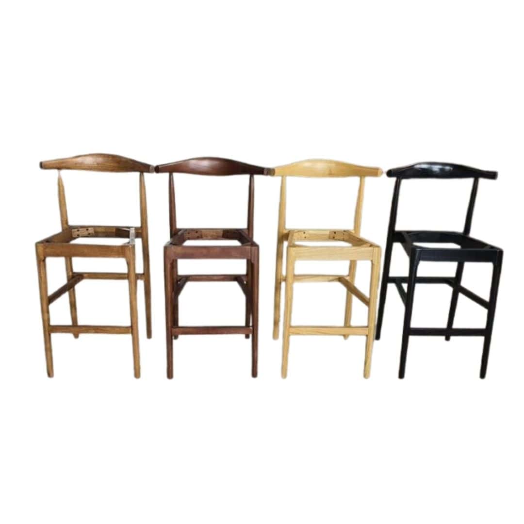 Chivari Black Horn Wood Bar Stool with Ivory Vinyl Cushion BHWB-SHVIV-KT