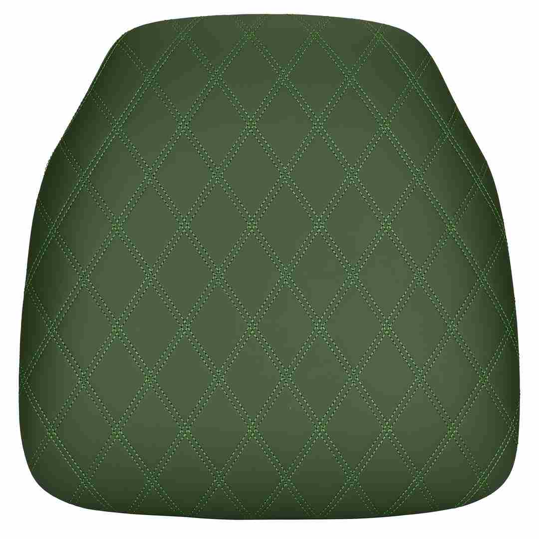 Chivari Hunter Green Vinyl Panel Back Chiavari Cushion with Bentley Stitching and SlipNot™ Technology CUSHPANVINBENTHG-A