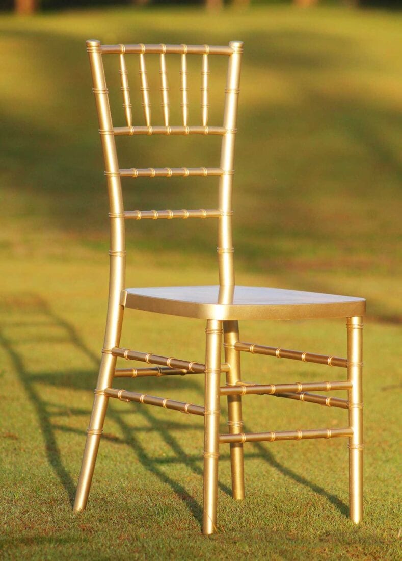 Chivari Sparkling Gold Champagne Resin Steel Skeleton™ Chiavari Chair CCRCHGSP-STEEL-AX-T