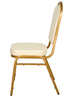 Chivari Ivory Vinyl Gold Frame Crown Back Banquet Chair CQCVI-ZF-T