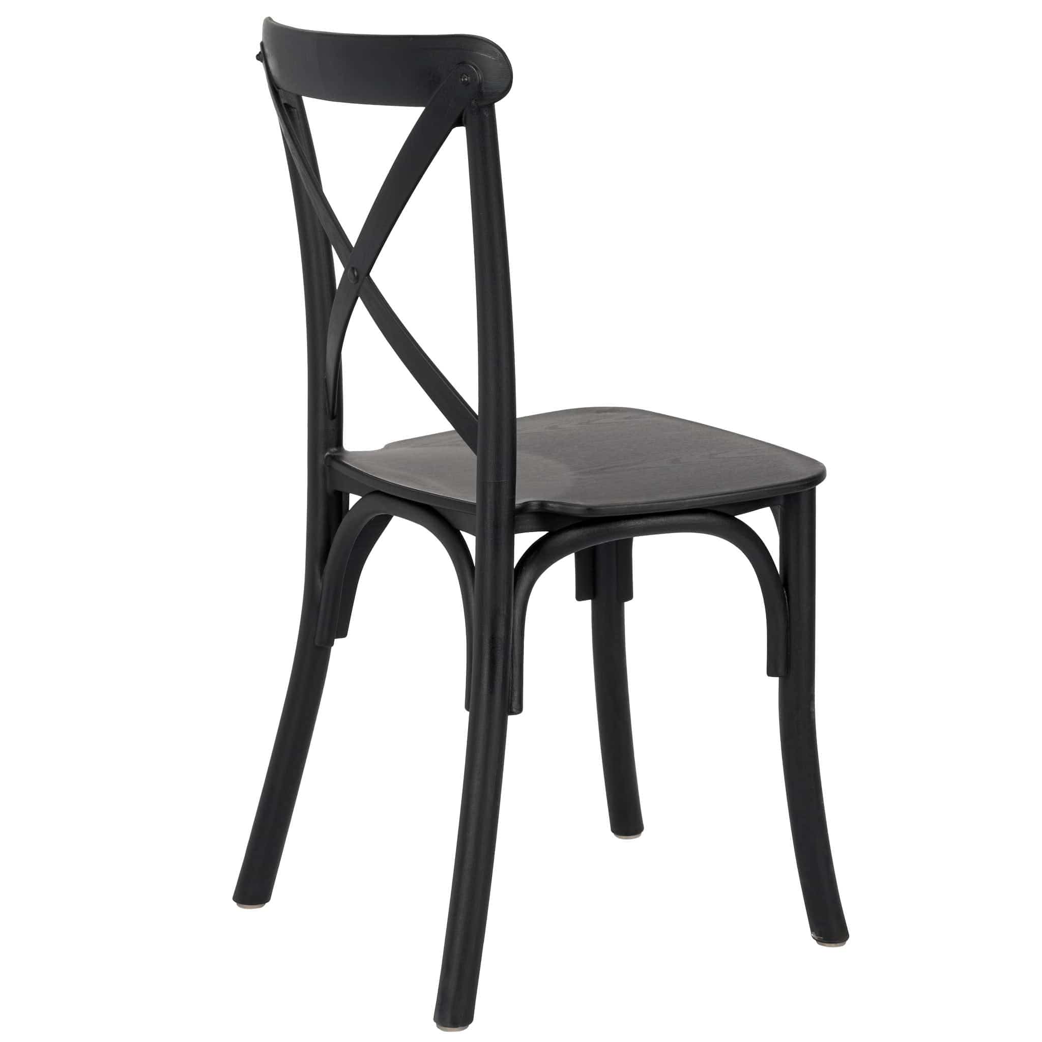 Chivari Kids Black ToughResin™ WoodGrain Cross Back Chair CXRB-KID-ZG-T
