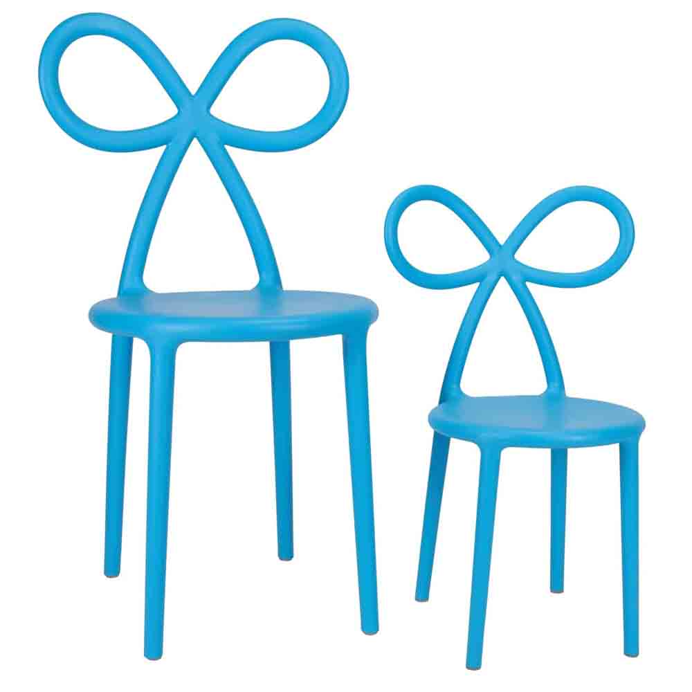 Chivari Kids Blue Resin Bow Chair with Round Seat CBORBLU-KID-ZG