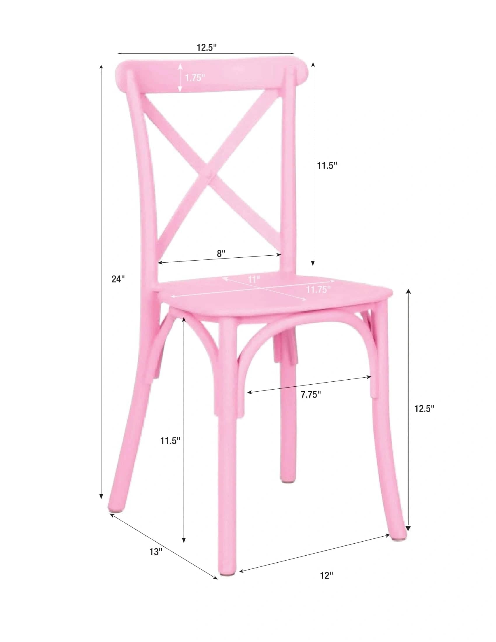 Chivari Kids Pink ToughResin™ Cross Back Chair CXRP-KID-ZG-T