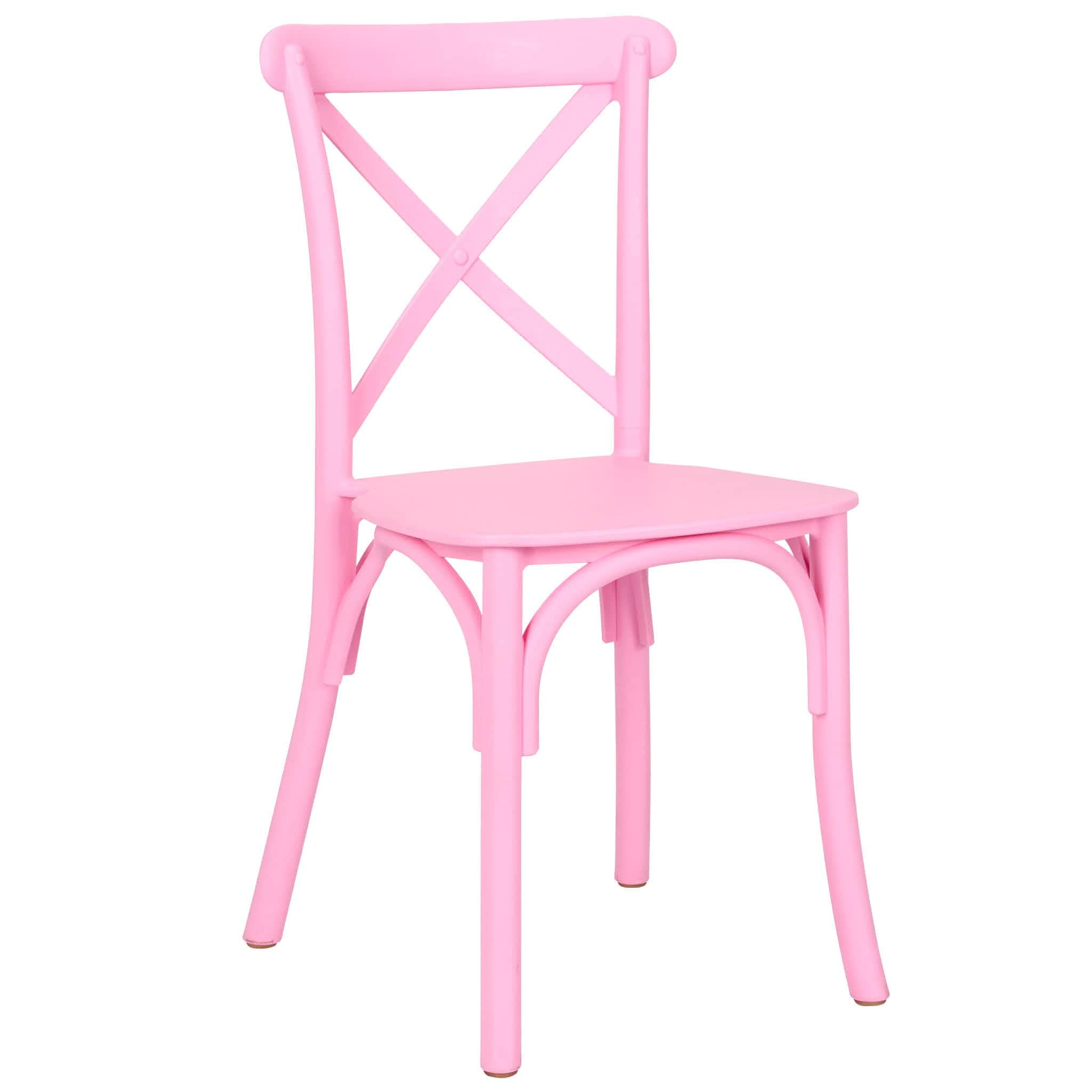 Chivari Kids Pink ToughResin™ Cross Back Chair CXRP-KID-ZG-T