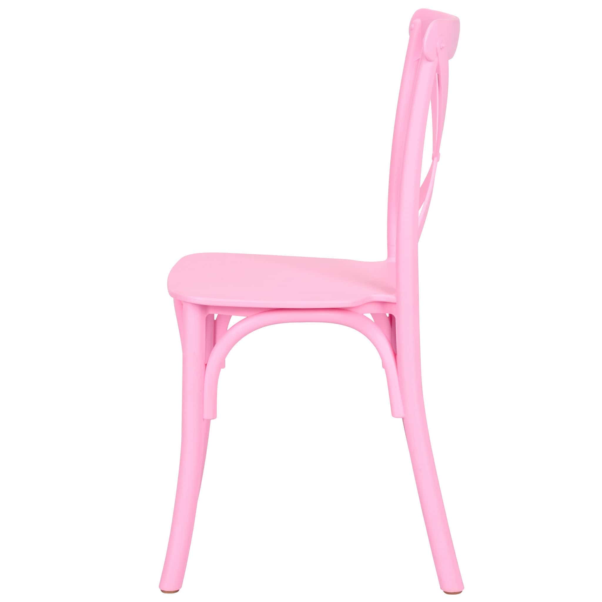 Chivari Kids Pink ToughResin™ Cross Back Chair CXRP-KID-ZG-T