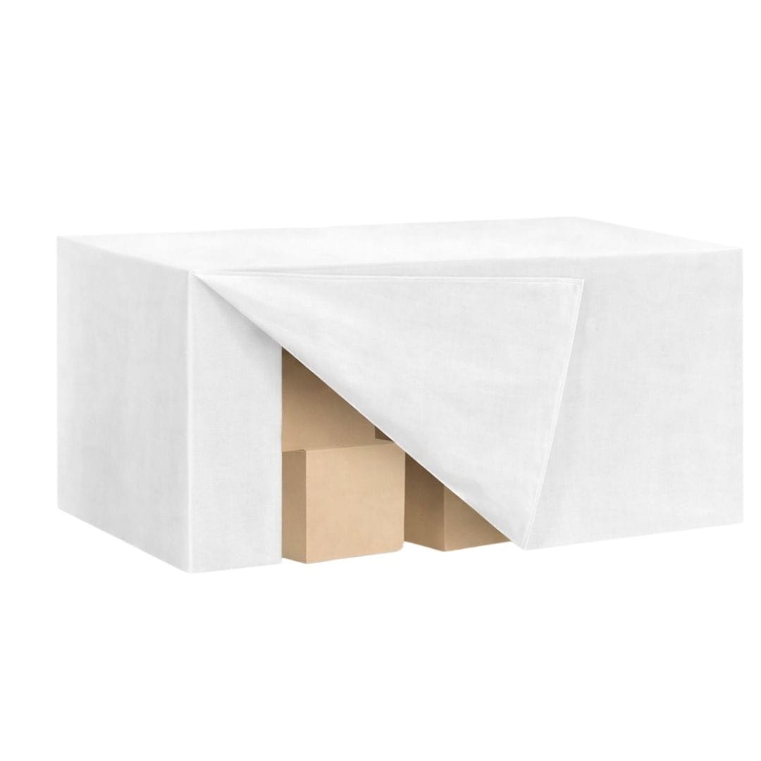 Chivari.com 72" x 24" x 41"H White Fitted Expo Table Cover Premium 180 GSM Polyester L-EXPOCVR7224x41H-WH-CB-SX