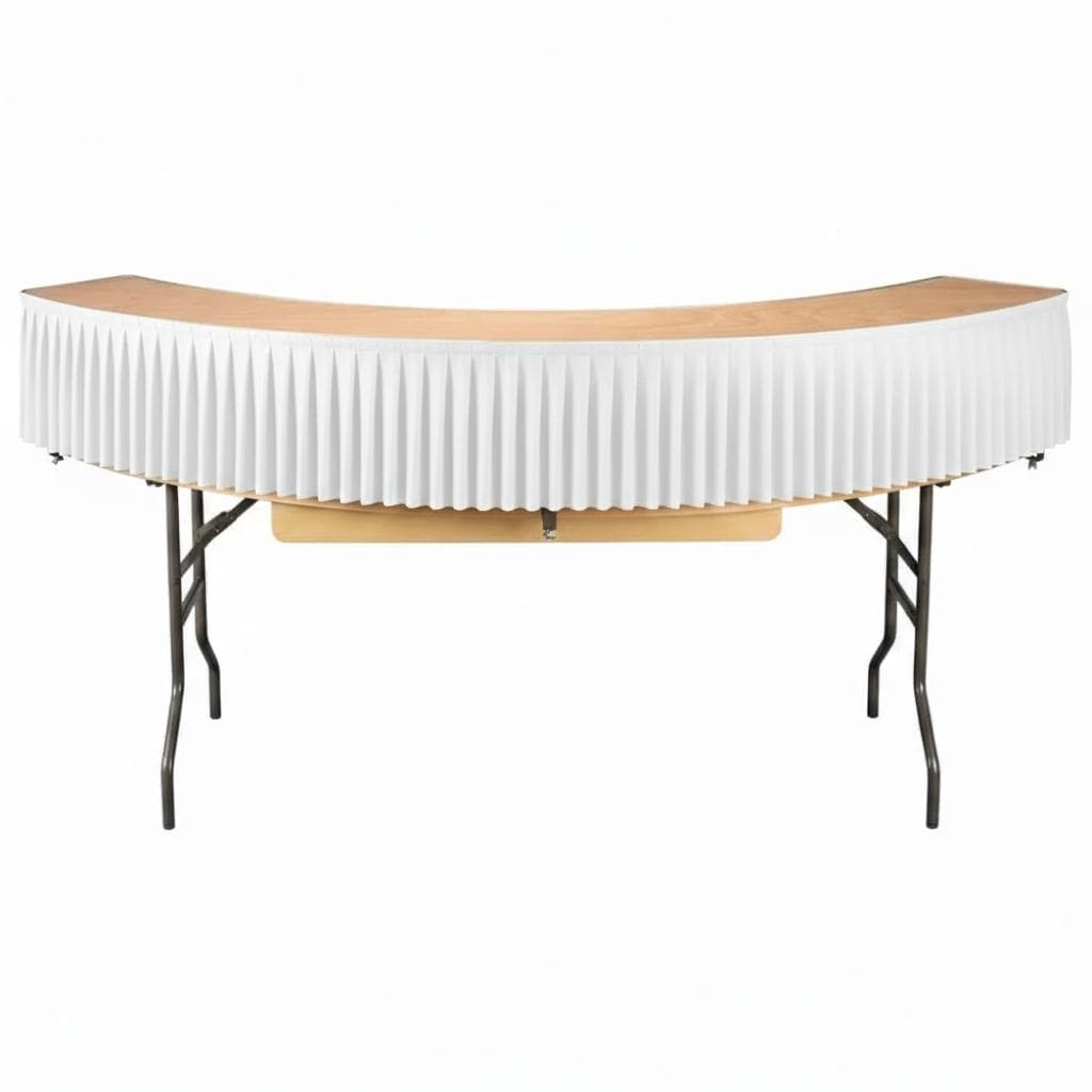 Chivari White Bar Top Linen Skirt for 84" Serpentine Bar Top Riser L-SKIRTBAR-SRP-84-WHT-MCS-T