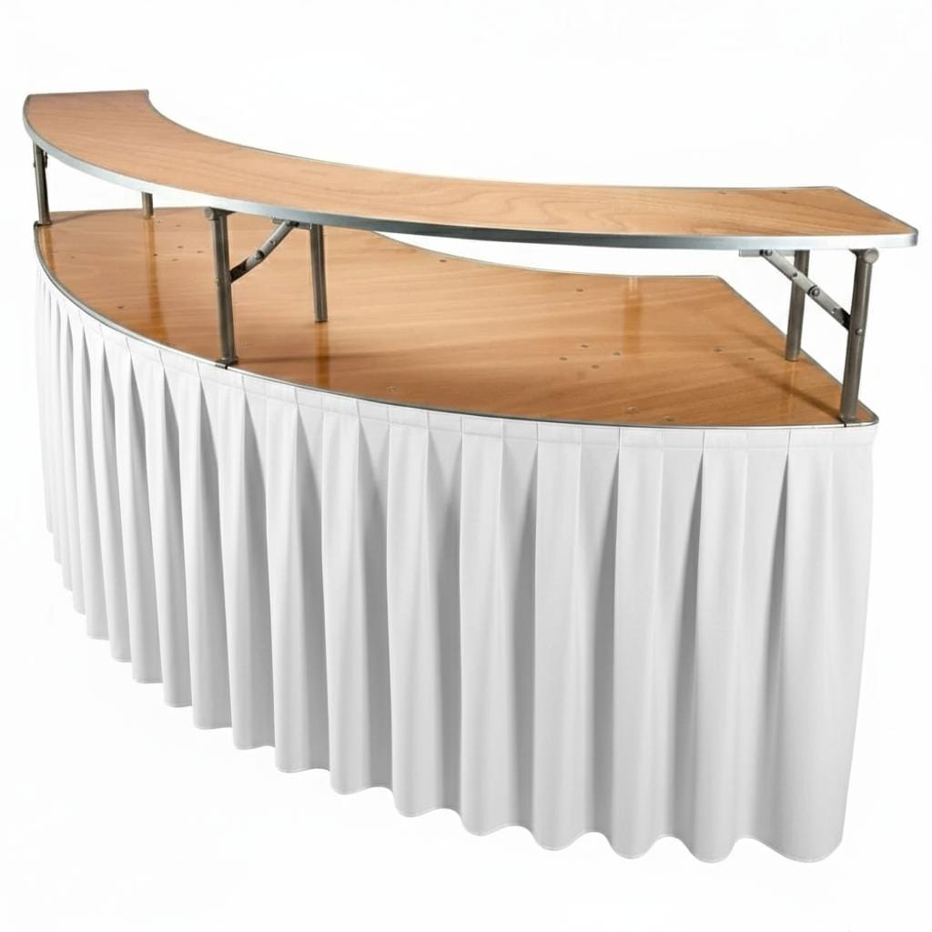 Chivari Black Table Skirt for 84" Serpentine Table L-SKIRTTAB-SRP-84-WHT-MCS-T