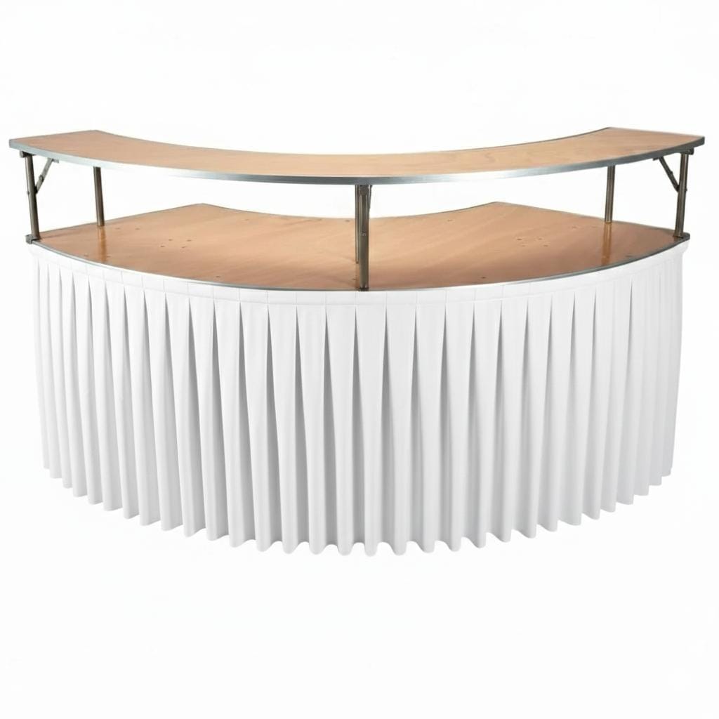 Chivari Black Table Skirt for 84" Serpentine Table L-SKIRTTAB-SRP-84-WHT-MCS-T