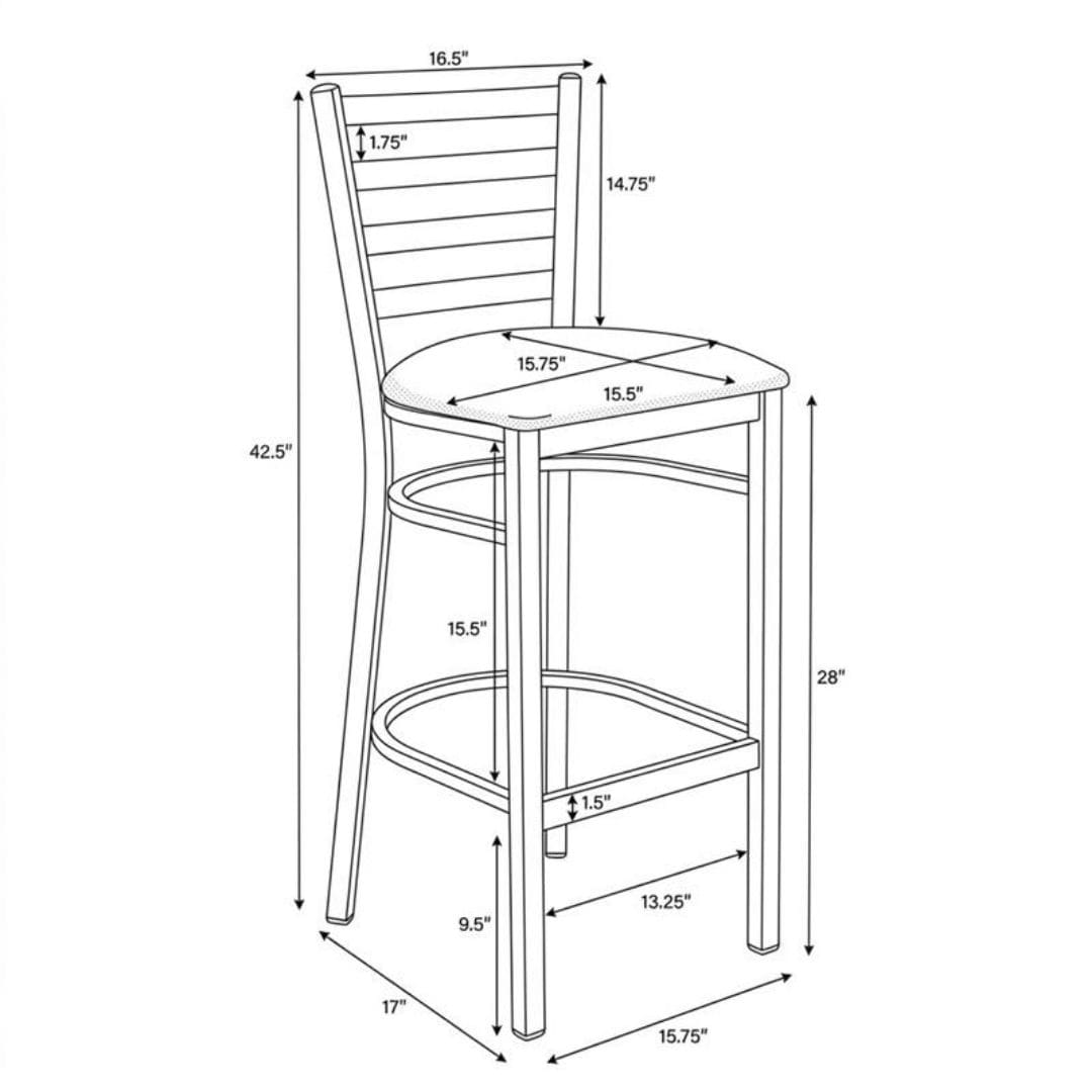 Chivari Ladder Back Bar Stool with Black Frame and Brown Vinyl Seat BLMBVBR-ZF-KT