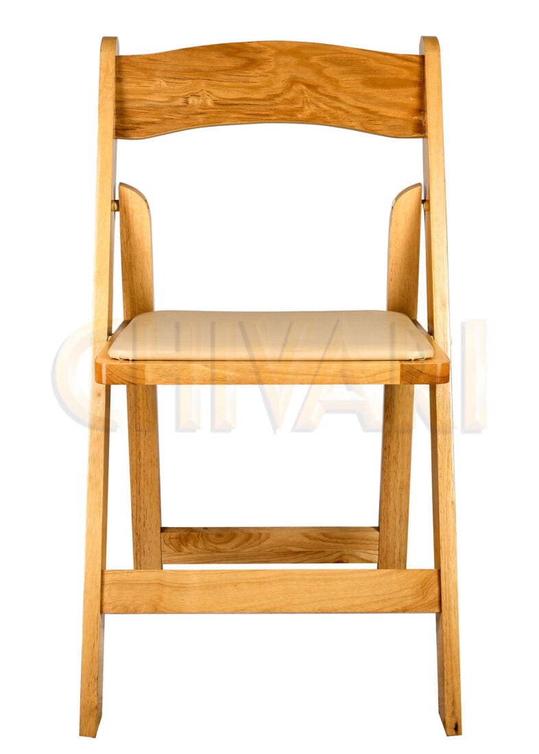 Chivari 100 Chair Pack Natural ToughWood™ Folding Chair with Tan Cushion CFWN-TAN-AX-T-100