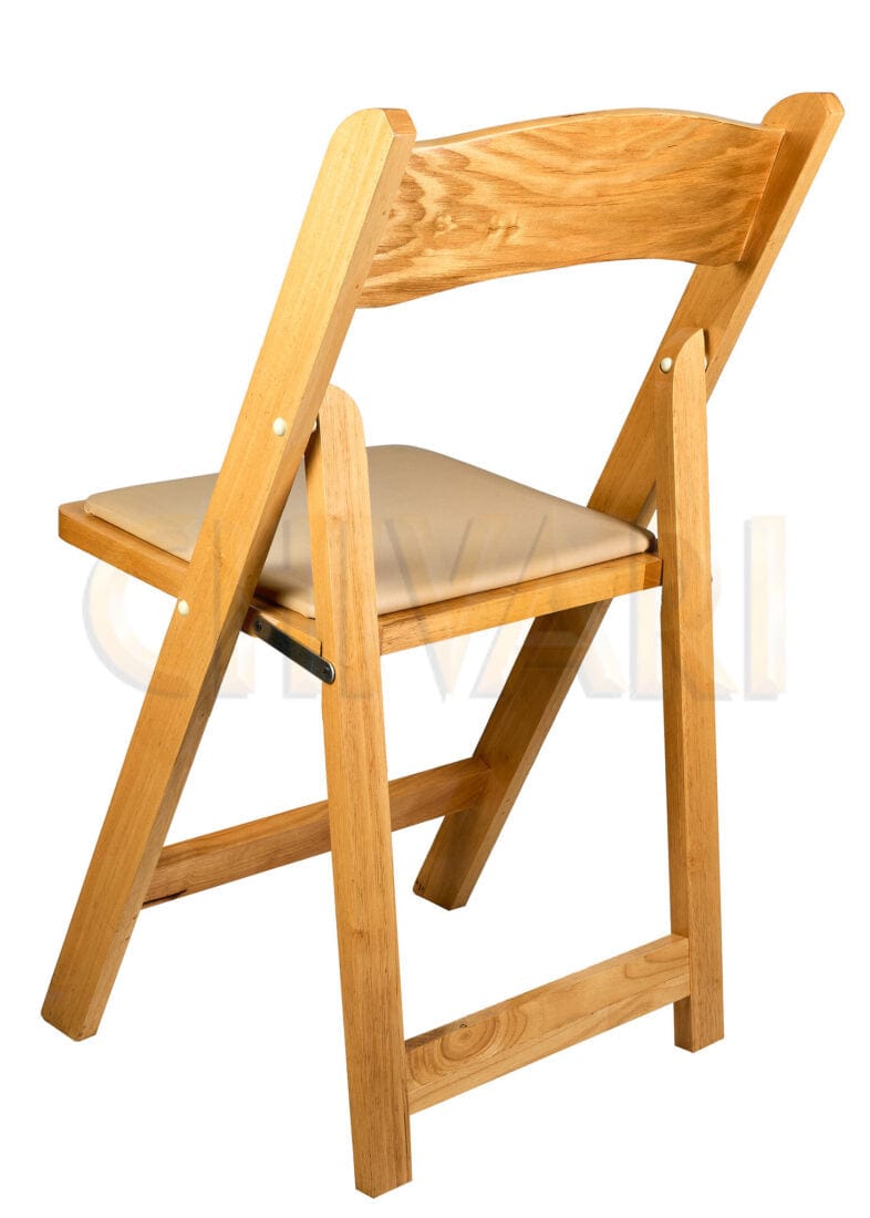 Chivari 100 Chair Pack Natural ToughWood™ Folding Chair with Tan Cushion CFWN-TAN-AX-T-100