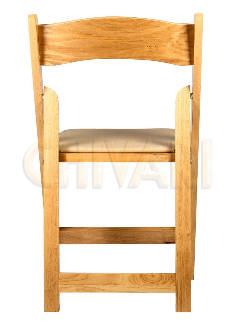Chivari 100 Chair Pack Natural ToughWood™ Folding Chair with Tan Cushion CFWN-TAN-AX-T-100