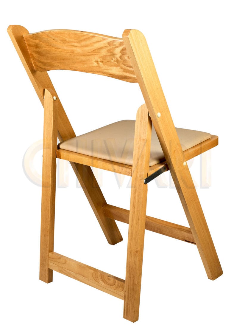 Chivari 100 Chair Pack Natural ToughWood™ Folding Chair with Tan Cushion CFWN-TAN-AX-T-100
