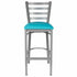 Chivari Ladder Back Bar Stool with Silver Frame and Light Blue Vinyl Seat BLMSVLBL-ZF-KT