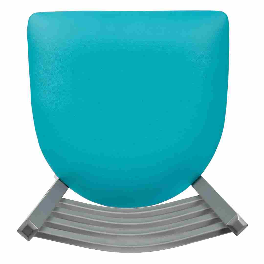 Chivari Ladder Back Bar Stool with Silver Frame and Light Blue Vinyl Seat BLMSVLBL-ZF-KT