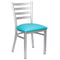 Chivari Ladder Back Restaurant Chair with Silver Frame and Light Blue Vinyl Seat CLMSVLBL-ZF-KT