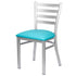Chivari Ladder Back Restaurant Chair with Silver Frame and Light Blue Vinyl Seat CLMSVLBL-ZF-KT