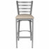 Chivari Ladder Back Bar Stool with Silver Frame and Light Gray Vinyl Seat BLMSVLGY-ZF-KT