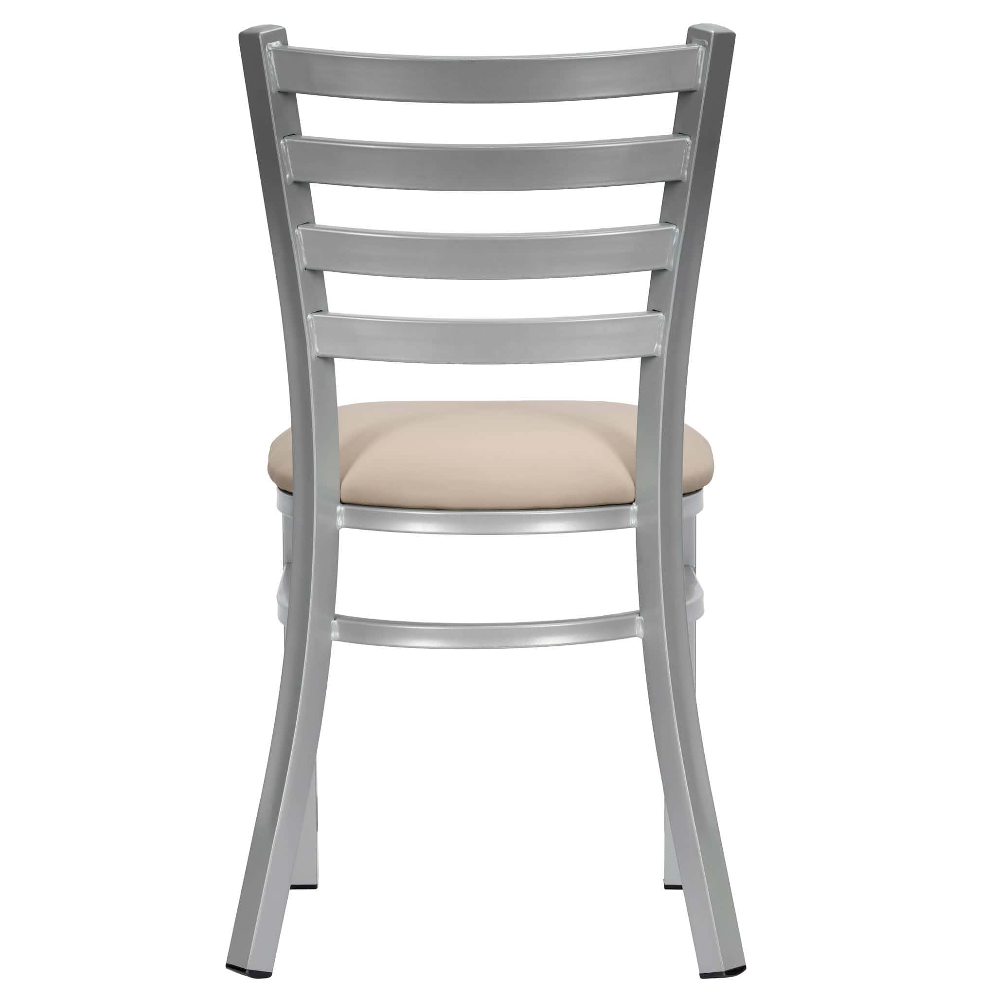 Chivari Ladder Back Restaurant Chair with Silver Frame and Light Gray Vinyl Seat CLMSVLGY-ZF-KT
