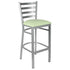 Chivari Ladder Back Bar Stool with Silver Frame and Light Green Vinyl Seat BLMSVLGR-ZF-KT