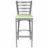 Chivari Ladder Back Bar Stool with Silver Frame and Light Green Vinyl Seat BLMSVLGR-ZF-KT