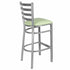 Chivari Ladder Back Bar Stool with Silver Frame and Light Green Vinyl Seat BLMSVLGR-ZF-KT