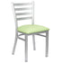 Chivari Ladder Back Restaurant Chair with Silver Frame and Light Green Vinyl Seat CLMSVLGR-ZF-KT