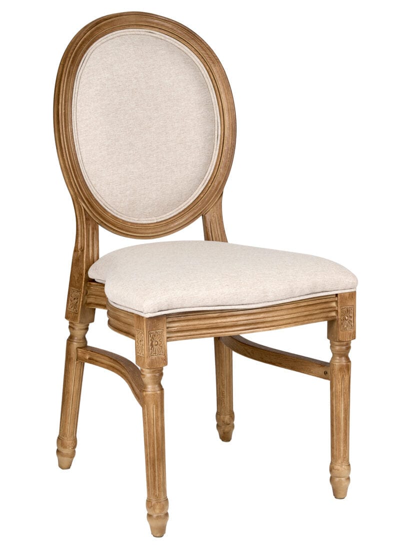 Chivari Chestnut Resin Louis Pop Chair Beige Tweed Fabric Back and Seat CLPRCBB-ZG-T