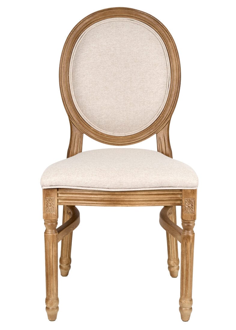 Chivari Chestnut Resin Louis Pop Chair Beige Tweed Fabric Back and Seat CLPRCBB-ZG-T