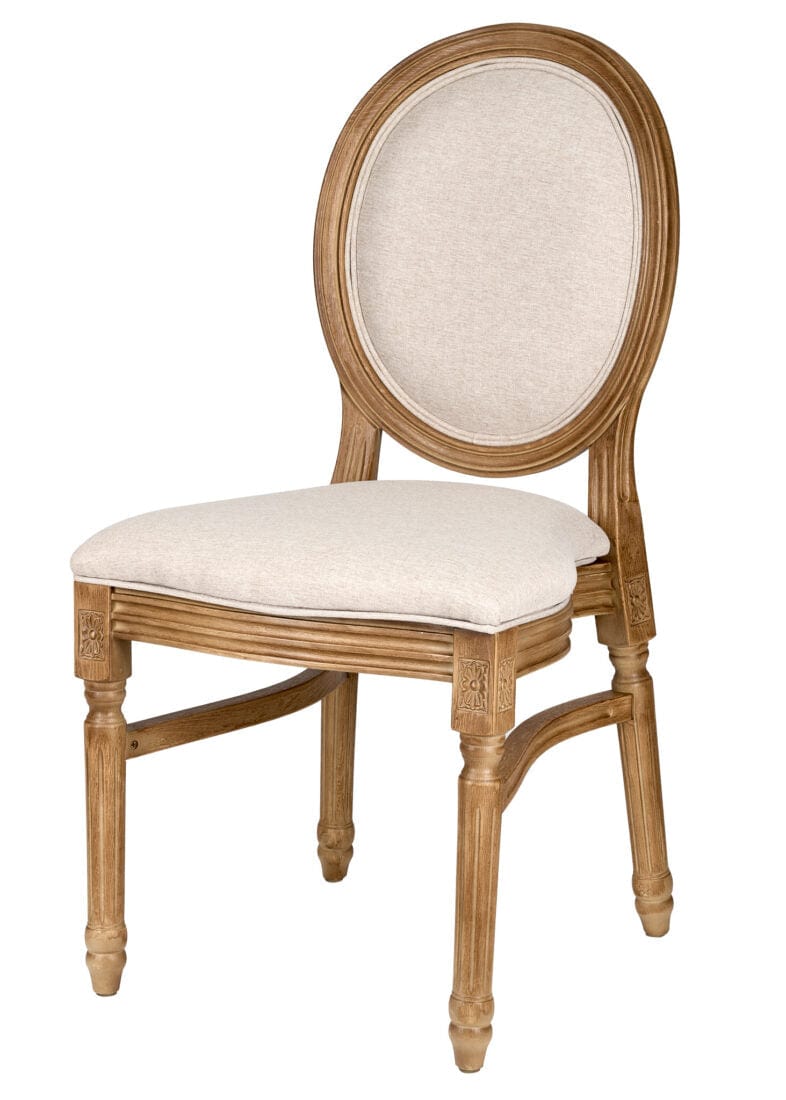Chivari Chestnut Resin Louis Pop Chair Beige Tweed Fabric Back and Seat CLPRCBB-ZG-T