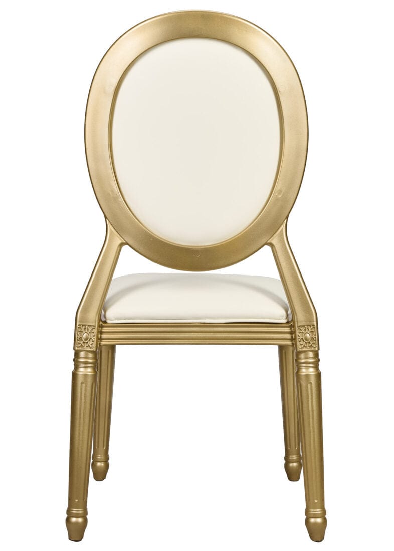 Chivari Gold Resin Louis Pop Chair Ivory Vinyl Back and Seat CLPRSGII-ZG-T