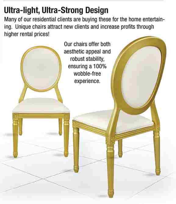 Chivari Gold Resin Louis Pop Chair White Vinyl Back and Seat CLPRSGWW-ZG-T