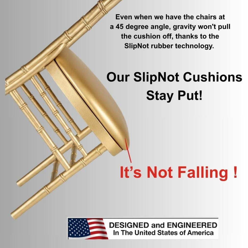 Chivari Ivory  1.75" Vinyl Panel Back Chiavari Cushion with SlipNot™ Technology CUSHPANVINIVY-SPNT-AX