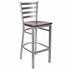 Chivari Ladder Back Bar Stool with Silver Frame and Mahogany Wood Seat BLMSWMW-ZF-KT