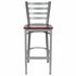 Chivari Ladder Back Bar Stool with Silver Frame and Mahogany Wood Seat BLMSWMW-ZF-KT