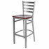 Chivari Ladder Back Bar Stool with Silver Frame and Mahogany Wood Seat BLMSWMW-ZF-KT